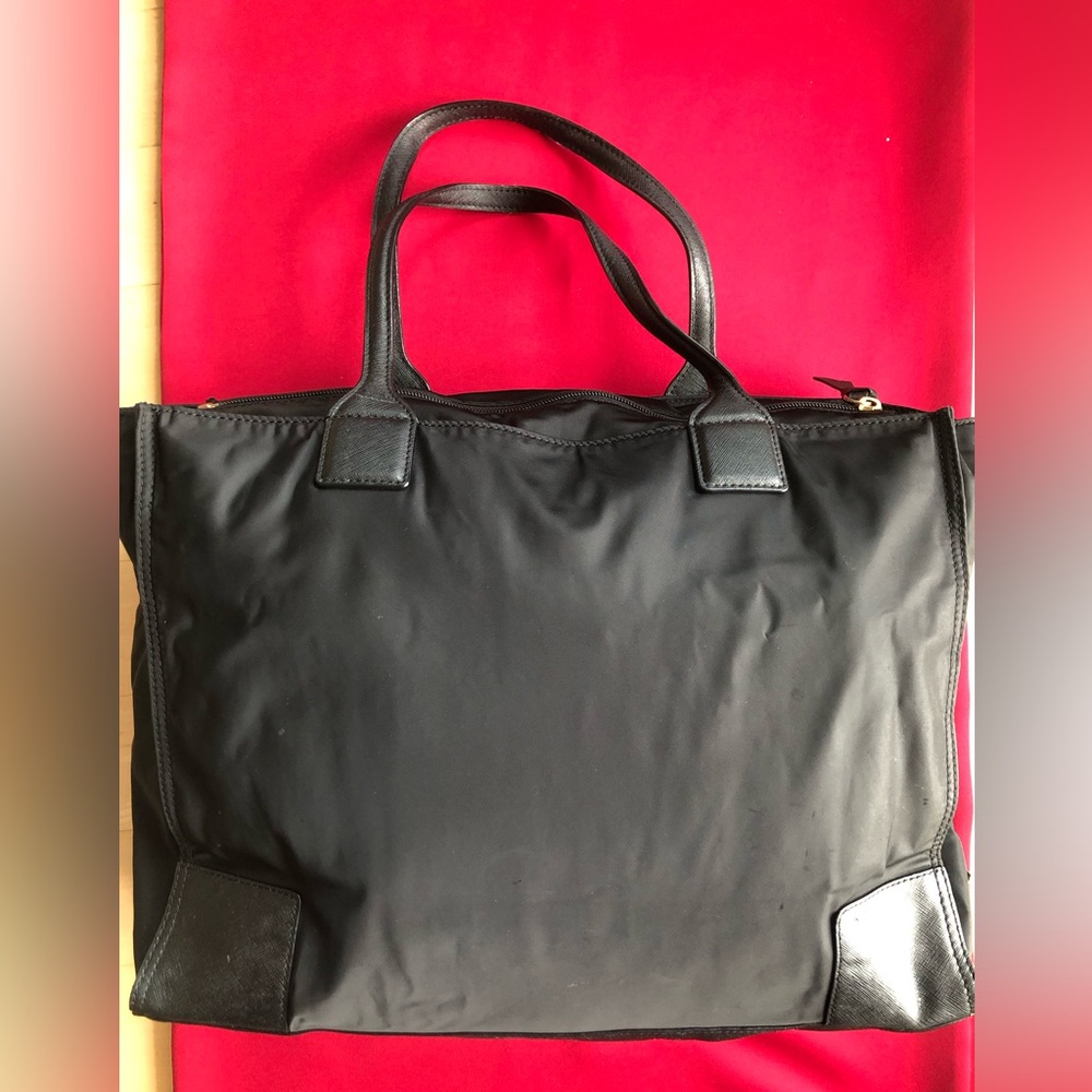 Tory Burch Black Nylon Tote with Logo Patch - Picture 2 of 14